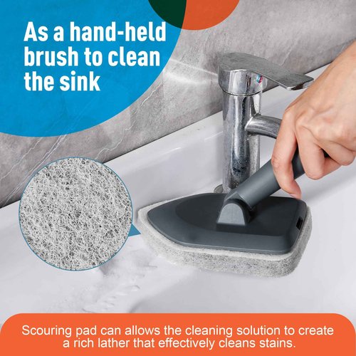 CLEANHOME Extendable Shower Scrubber,Bathroom Tub Cleaner Brush with Long Handle-56 inches,Shower Tile Floor Wall Cleaning Tools, Bathtub Brushes for Cleaning with 4 PCS Scrub Pads
