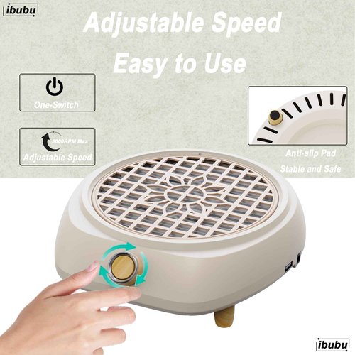 ibubu Upgrade Small Nail Dust Collector Vacuum Cleaner Machine 130W Powerful Strong Fan Extractor Suction Electric Nail Filer Manicure Dust Collector Quiet with Multiple Tool Kits for Home Salon