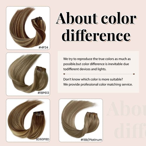 Clip in Hair Extensions, 18 inch Clip in Hair Extensions Real Human Hair, 7PCS Ombre Highlight Ash Blonde Clip in Hair Extensions, 70g Seamless Clip ins Human Hair