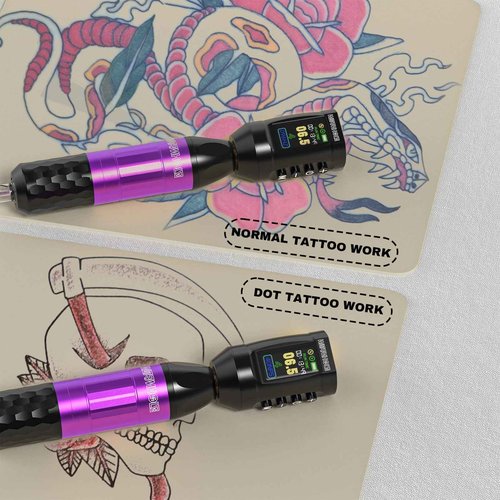 Wormhole Tattoo Gun Kit Wireless Tattoo Machine Kit Complete Tattoo Kit Tattoo Pen Kit Rechargeable Cordless Tattoo Power Supply Portable 1,800mAh with LED Digital Display for Artist WTK286