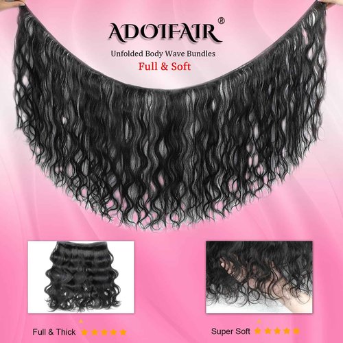 ADOIFAIR 12A Human Hair Bundles 22 Inch Body Wave Bundles Human Hair 100% Unprocessed Quick Weave Single Bundle Real Human Hair Extensions Natural Color