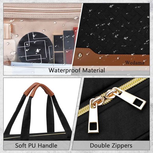 Wedama Hanging Travel Toiletry Bag with Jewelry Organizer Compartment+TSA Toiletry Bag 2 Pack Makeup Bag for Travel Business Trips Camping Bathroom