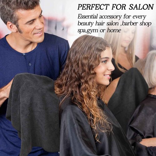 26 Packs of Bleach Proof Salon Towels Absorbent Microfiber Towels Bleach Resistant Salon Hand Towels for Gym, Bath, Spa, Shaving, Shampoo, Home Hair Drying, 16 x 28 Inches (Black)