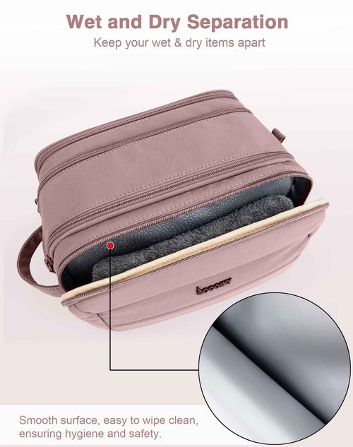 COOSKY Toiletry Bag for Men & Women, Cruise Ship Travel Essentials, Shaving Dopp Kit with Dry and Wet Separation, Water-resistant Bathroom Cosmetic Organizer Bag, Makeup Accessories, Dark Purple