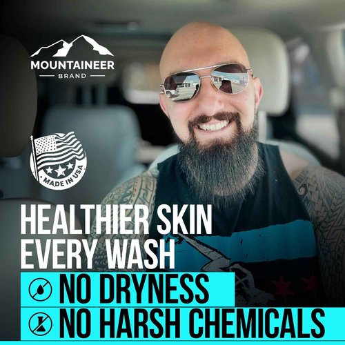 Mountaineer Brand Bald Head Exfoliator & Shampoo (Cleanse) | Fresh & Natural Scent | Bald Head Care for Men | Made in WV | Exfoliating Scalp Scrub | Hydrating Soap & Wash | 4oz