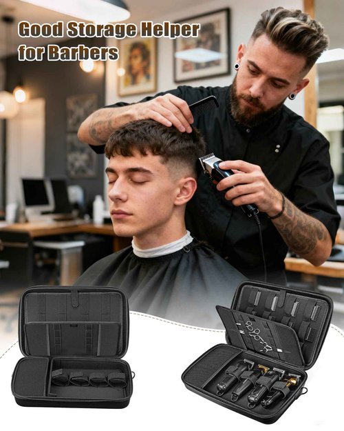 KiddoCraze Barber Bags for Hair Clippers and Supplies, Hair Cutting Barber Supplies Organizer Bag, Hair Trimmer Organizer for Men Razor Guard Grooming Kits (Case Only)