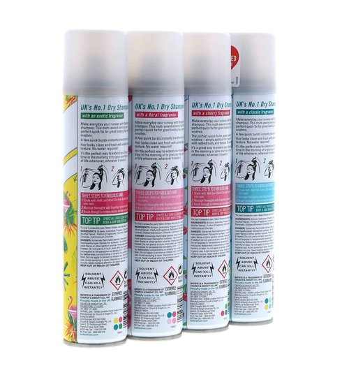 Batiste Dry Shampoo Original, Cherry, Blush, Tropical (4 pack) 6.73 oz