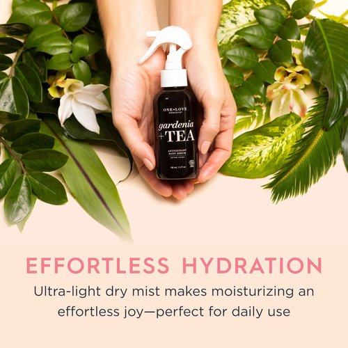 One Love Organics Gardenia + Tea Antioxidant Body Oil Spray – Lightweight Certified Organic & Cruelty Free Dry Oil Mist for Silky, Hydrated Skin 4 oz