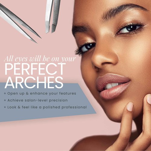 Tweezer Guru Eyebrow Tweezer Set for Women & Men - Professional Slant and Pointed Tweezers Set with Case - Precision Tweezers Kit for Facial Hair, Splinter and Ingrown Hair Removal (4 PC-W)