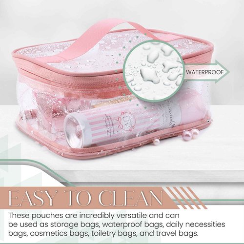 GottaHaveit Travel Toiletry Bag - Clear Makeup Bag for Cosmetics and Toiletries. See Thru Pouch, Waterproof with Zipper. Plastic (2 Pack)