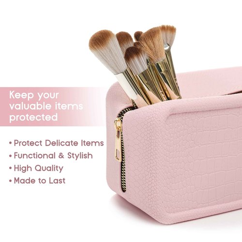 eysma Scented Makeup Bag for Women – Nostalgic & Elegant Fragrance, Waterproof Silicone Cosmetic Pouch with Leather Texture, Washable & Long-Lasting Scent, Travel Organizer