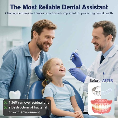 2025 upgraded 3-in-1 version Ultrasonic Retainer Cleaner Machine, degassing technology+ultrasonic+UV, with a 5-fold increase in cleaning efficiency for Dentures, Mouth Guards, Braces, Jewelry
