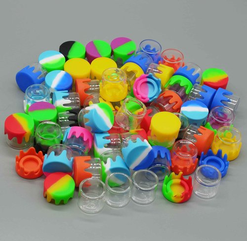 KUVIS 6ml Silicone Glass Wax Containers Airtight with Silicone Lid Concentrate Jar Multi Use (100)