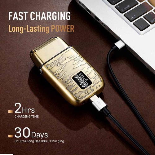 VNTGSHAVER Mens Foil Shavers, Beard Trimmers for Men Professional,Electric Shavers for Men, Mustache Trimmer Face Shaver, Wet/Dry Beard Shaver, 3 Peeds Electric Razor for Face (Bright Bronze)