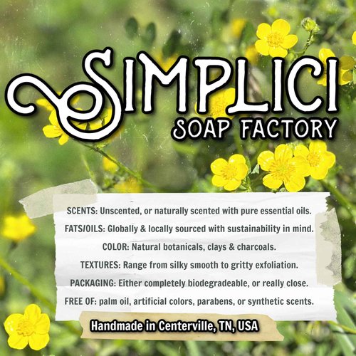 Simplici Cinnamon Orange Natural Soap (smooth + pure essential oils) 6 Bar Value Bag. Palm Free.