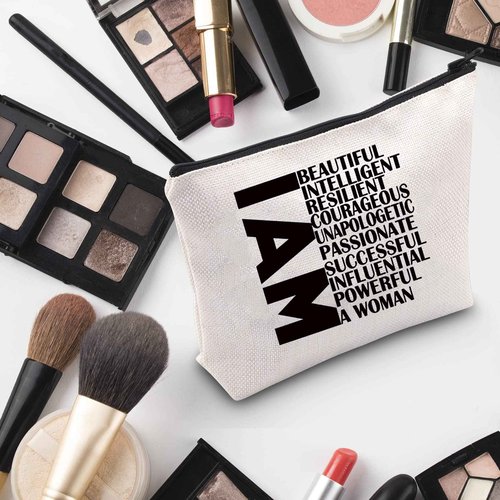 G2TUP Woman-Power Gift Feminist Gift Women Empowerment Gift I Am A Woman Cosmetic Bag And Travel Make Up Pouch With Zipper Motivational Inspiring Gift