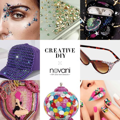 Novani Pink Rhinestones 1440pcs Flat Back Round Rhinestone Style 2088 Sparkly Crystal Gemstones for Nail Art and Crafting SS16,3.8-4.0mm