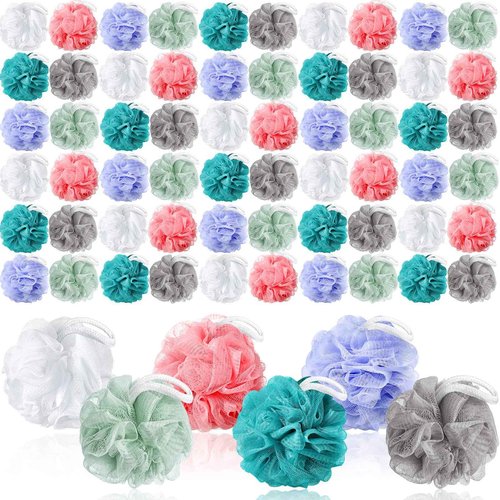 Umigy 36 Pcs Bath Sponge Shower 40g Loofahs Bulk Bath Luffas Exfoliating Body Scrubber Pack Soft Colorful Mesh Balls Puff Bathing Accessories for Men and Women Exfoliating Sponge