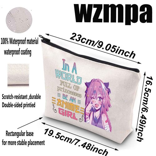 WZMPA Cosmetic Makeup Bag - Anime Lover Gift,Zipper Pouch Bag For Teenagers and Fans, In A World Full Of Princesses, Be An Anime Girl