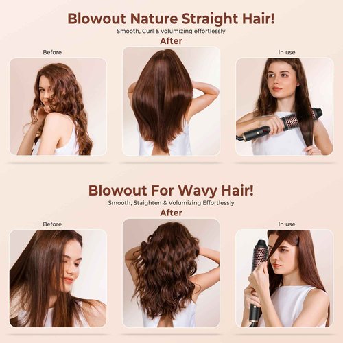 Thermal Brush-Blowout brushs,10 Temperatures LCD Display Upgrade to 400°F 1.5 in Heated Round-Brush Curling Iron Heated Ceramic Tourmaline Ionic Comb 110-240V Volum for Any Hair Type