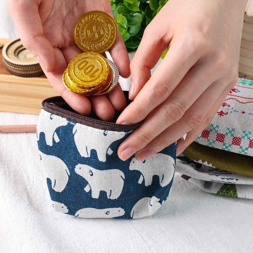Koogel 5PCS Coin Purses, Canvas Zipper Change Purses Small Zipper Pouch 5 Styles Mini Canvas Purse Pouch Small Cosmetic Bag for Travel Women