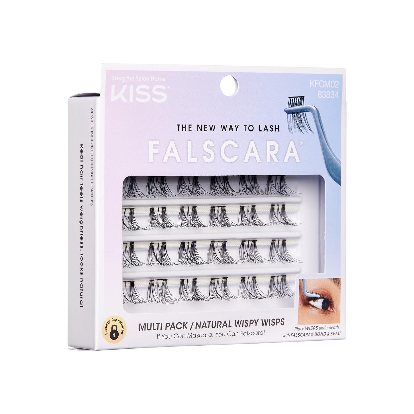 KISS Falscara Multipack False Eyelashes, Lash Clusters, Natural Wispy Wisps', 10mm-12mm-14mm, Includes 24 Assorted Lengths Wisps, Contact Lens Friendly, Easy to Apply, Reusable Strip Lashes