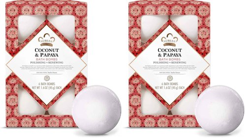 Nubian Heritage Bath Bombs Coconut and Papaya Renewing Bath and Body Products 1.6 oz 6 Count (Pack of 2)