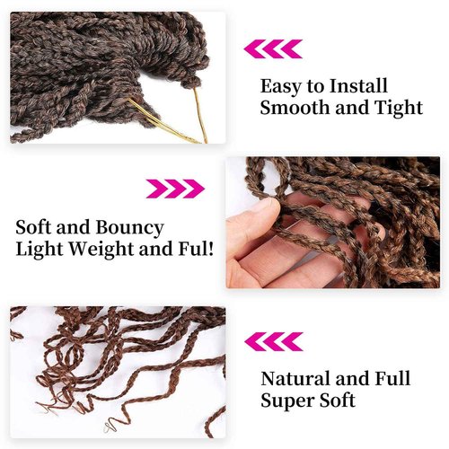 24 Inch Brown Curly Crochet Hair for Black Women Locs Box Braids Crochet Hair Curly Crochet Box Braids Hair Extensions