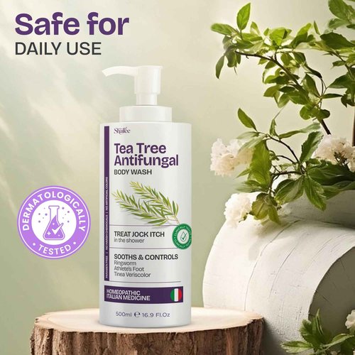 Antifungal Tea Tree Body Wash - Antibacterial Soap for Jock Itch, Eczema, Back Acne, Ringworm Treatment for Humans | Antibacterial Body Soap For Men & Women with 1% Tolnaftate & Tea Tree Oil - 16.9 oz
