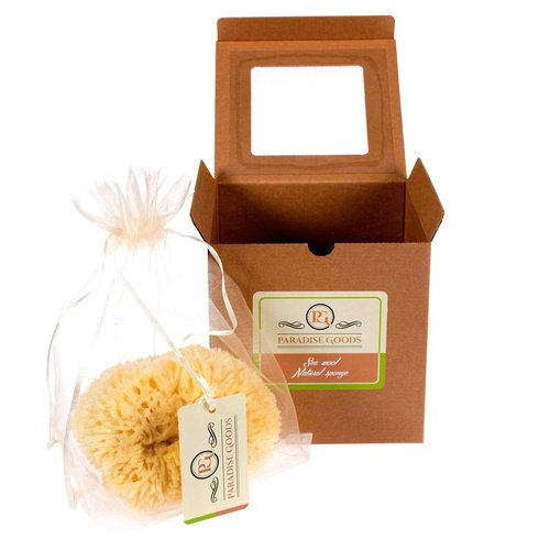 Natural Yellow Sea Wool Sponge 6 Inches. Perfect for Bath, Shower & Body Care. Super Soft & Not Skin Irritating. Baby Approved. Luxury Sponge in a Bag & Craft Box