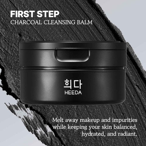 HEEDA All-In-One Double Cleansing Duo, Charcoal Ceramide Cleansing Balm & Hyaluronic Acid Foam Cleanser for Deep Purifying, Hydrating, and Balanced Skin (K-Beauty Vegan Skincare Set)