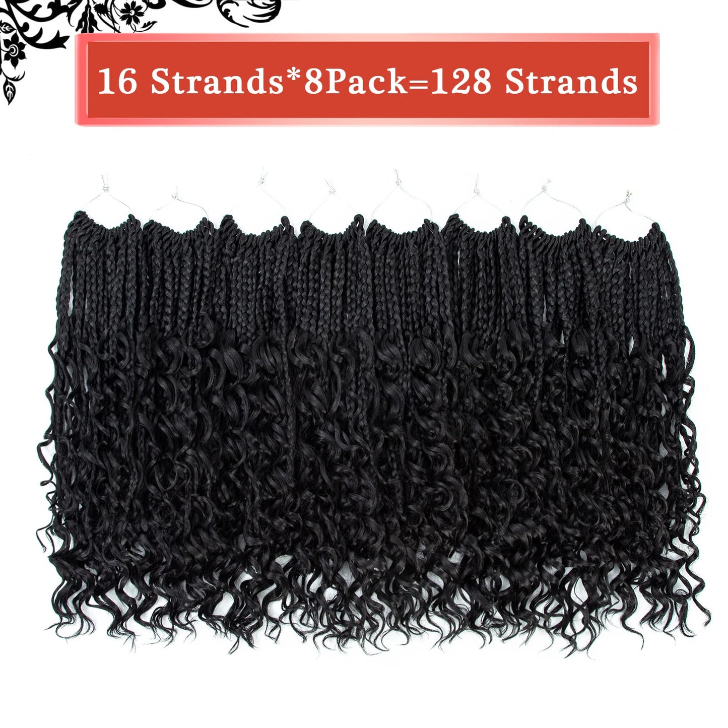 Liang Dian Goddess Box Braids Crochet Hair 14 Inch 8 Packs Boho Box Braids Crochet with Curly Ends Pre looped Synthetic Bohemian Hippie Braids Hair Extensions(14 Inch 27/613 Omber)