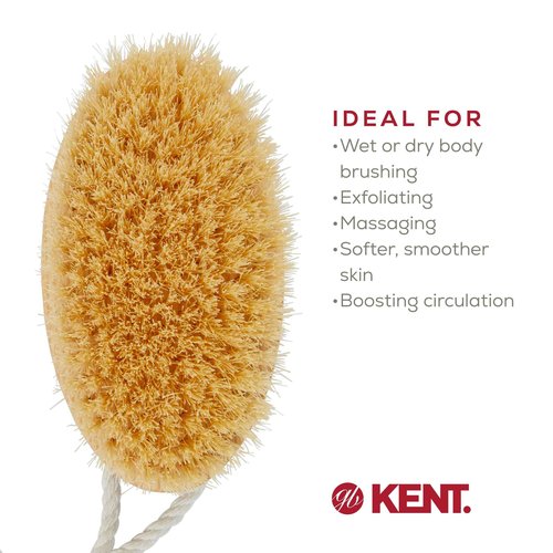 Kent FD11 Shower Brush with Wrist Strap - Exfoliating Body Brush for Wet or Dry Skin, Improves Circulation, Perfect for Lathering and Scrubbing, Made in England