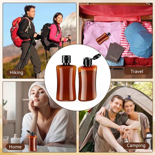 Domensi 36 Pcs 3.4 oz Travel Bottles Bulk Plastic Squeeze Lotion Bottles with Flip Cap Small Portable Travel Leak Proof Refillable Empty Cosmetic Container for Toiletries Liquid Shampoo(Amber)