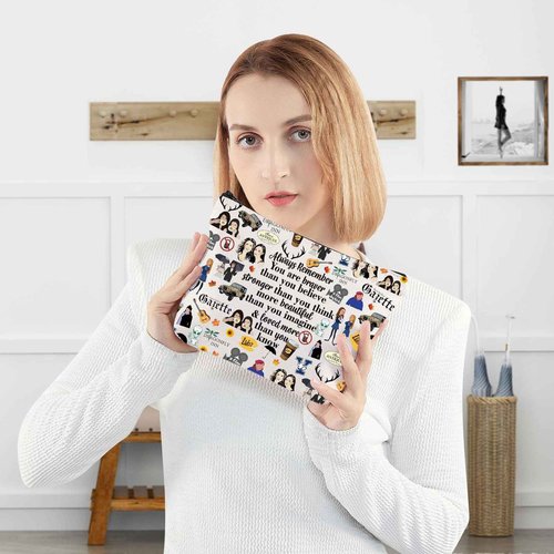 WZMPA Luke's Diner Cosmetic Bag Coffee Inspired Gift You Are Braver Stronger Smarter Than You Think Luke's Diner Makeup Zipper Pouch Bag (Always Gil F)