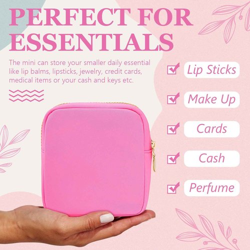 Giesiery 9 Pcs Christmas Mini Pouch Bag Nylon Makeup Bags Bulk Cosmetic Bags for Purse Toiletry Organizer Pouches for Women, Small Zipper Gift Pouch Preppy Coin Purse (Hot pink)
