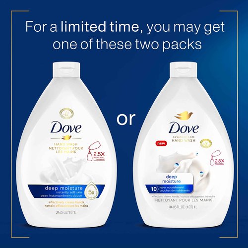 Dove Advanced Care Hand Wash Deep Moisture Pack of 3 for Soft, Smooth Skin More Moisturizers & Body Wash with Pump Deep Moisture For Dry Skin Moisturizing Skin Cleanser