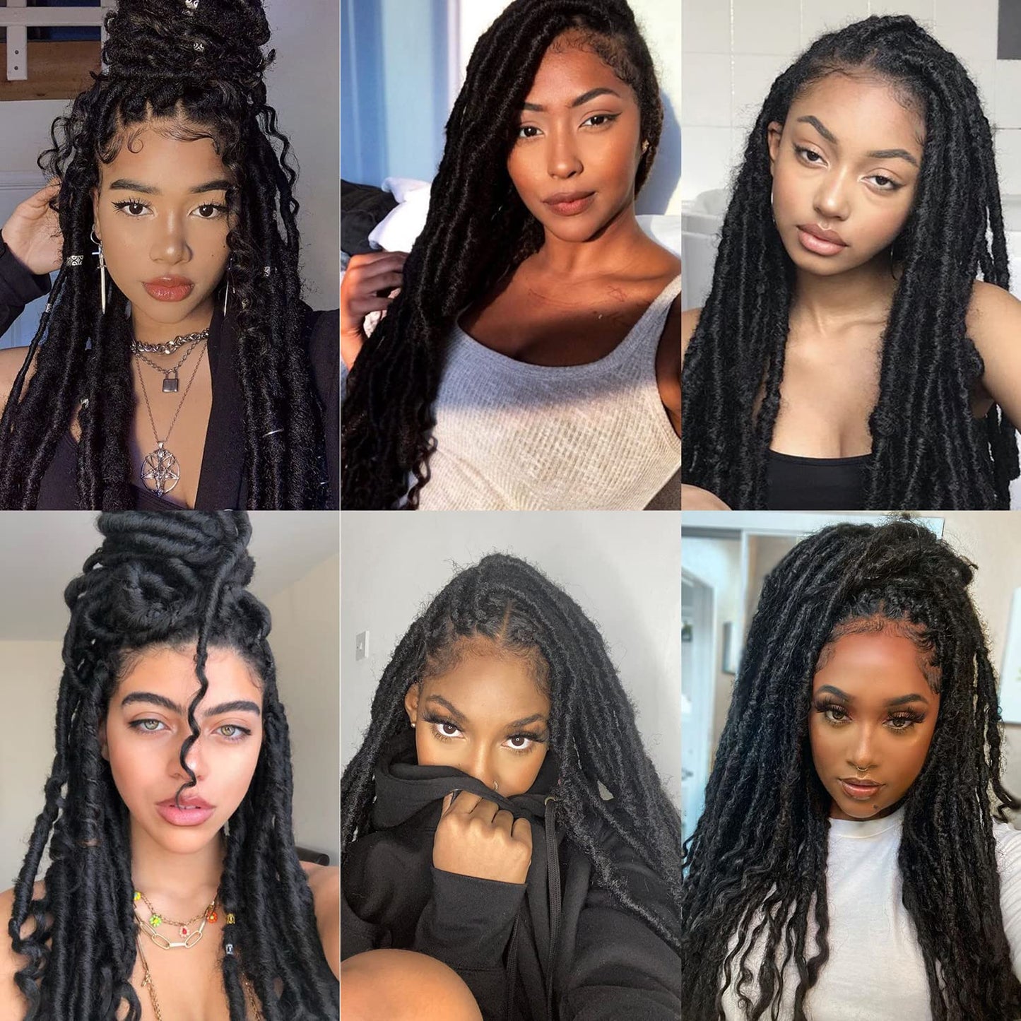 Goddess Locs Crochet Hair 6 Packs 20 Inch Straight Faux Locs Crochet Hair for Black Women, Crochet Pre-Looped Curly Hair Soft Faux Locs Synthetic Braiding Hair Extensions (20 Inch, 6 Packs, 1B-27#)