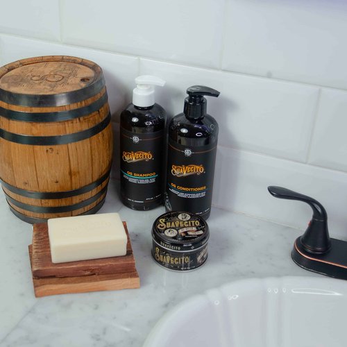 Suavecito Hair & Body Essentials Bundle: Oil Based Hair Styling Pomade, Moisturizing Body Soap, Hydrating Shampoo & Nourishing Conditioner…