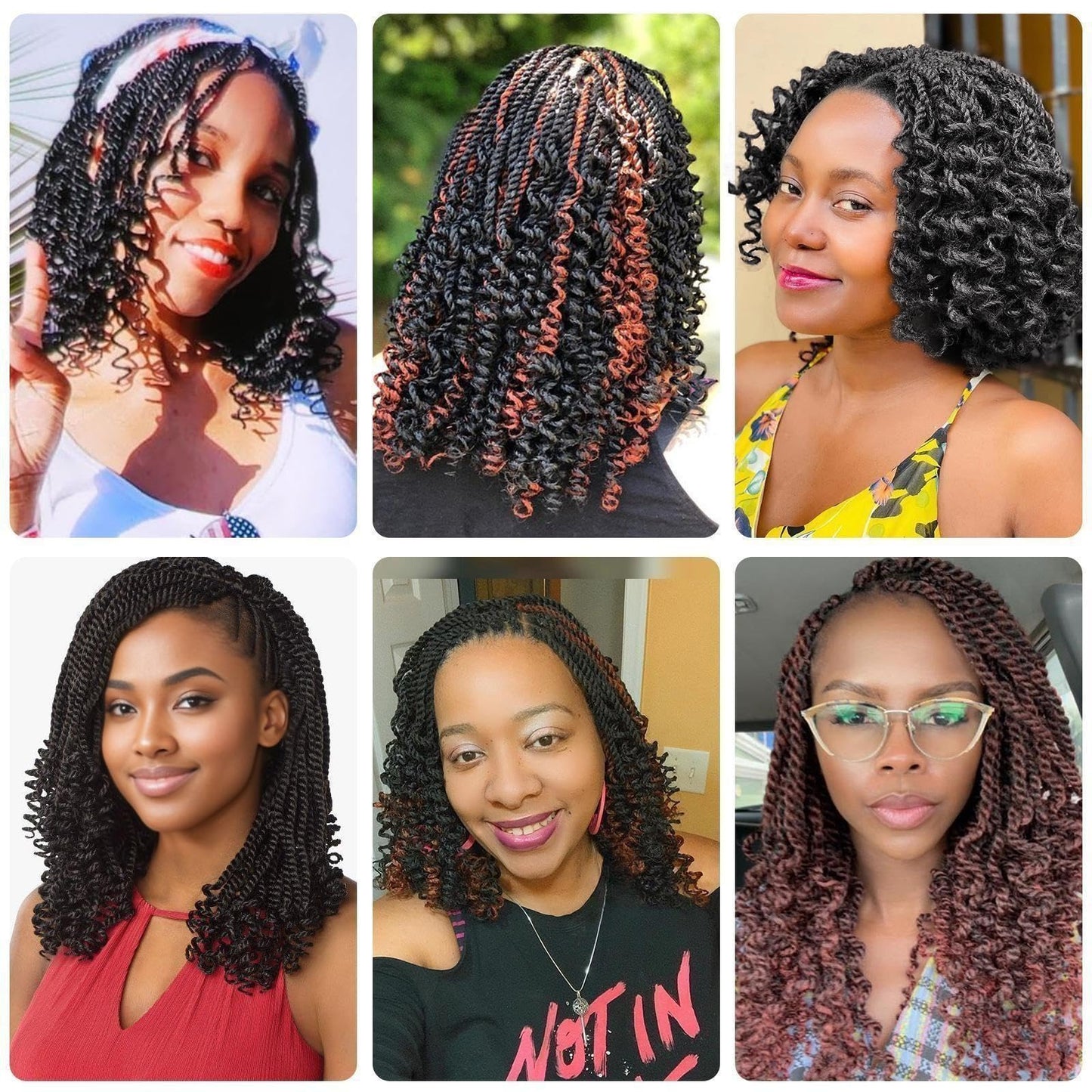 8 Inch Crochet Hair Wavy Senegalese Twist Crochet Hair Color 2 Short Bob Kids Crochet Hair for Little Girls 8 Packs Crochet Senegalese Twist Hair Pre Looped Crochet Braids with Culy Ends (8 Inch,2)