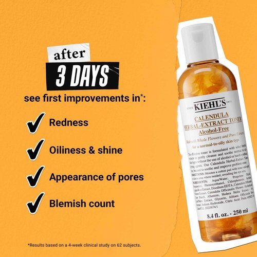 Kiehl's Calendula Herbal Extract Alcohol-Free Toner, Soothing Facial Toner for Normal to Oily Skin, Visibly Reduces Redness & Oil, Improves Skin Texture, Paraben-Free, Fragrance-Free - 8.4 fl oz