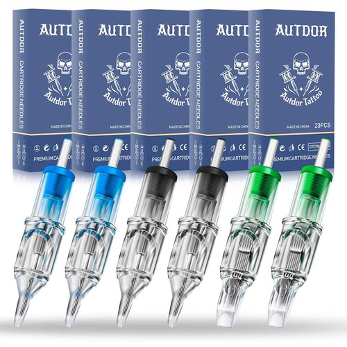 Tattoo Cartridge Needles - Autdor 100Pcs Mixed Tattoo Needles Cartridge Round Liner Shader Flat Magnum 3RL 5RL 7RL 9RL 3RS 5RS 7RS 9RS 5M1 7M1 for Tattoo Supplies Tattoo Kit Tattoo Machine