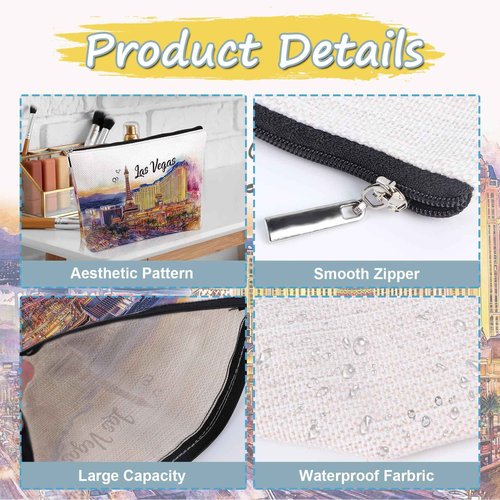 Luvsweets Las Vegas Souvenir Gift - Watercolor City Travel Makeup Bag, Las Vegas Travel Lovers Cosmetic Bags, Las Vegas Vacation Trip Gifts for Women Girls Sister Birthday Christmas Gift