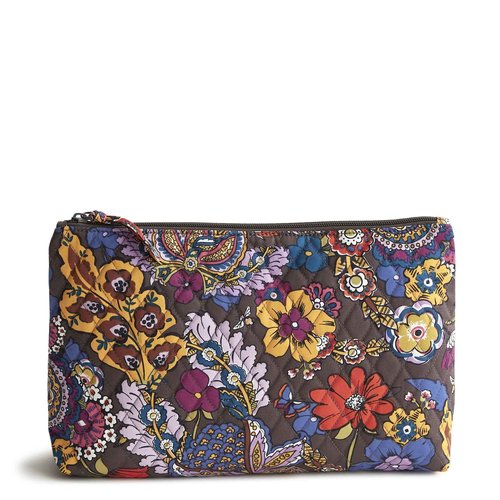 Vera Bradley Women's Premium Cotton Large Pouch, Colorful Bouquet, One Size