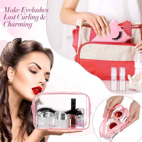 8 Pcs Lash Shampoo Brushes Set Eyelash Aftercare Bag Disposable Mascara Tubes Foam Pump Bottle Extension Aftercare Instructions Cards Eyelash Accessories for Women Mother's Gift(Clear Bag, PVC)