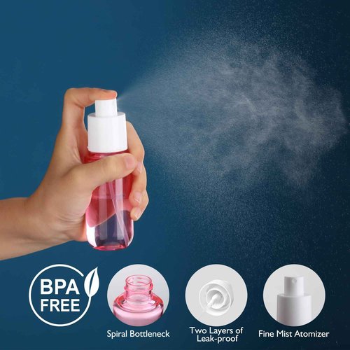 KREMORV Travel Spray Bottles 1.35oz/40ml Fine Mist Empty Spray Bottles Mini Refillable Plastic Travel Bottle Set for Traveling and Outgoing