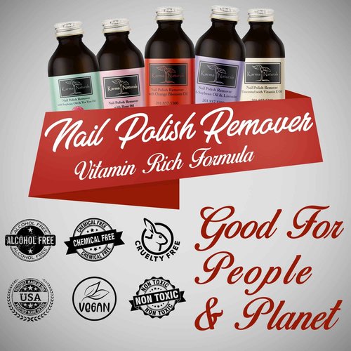 Karma Organic Nail Polish Remover Bundle Natural Rose Oil & Orange Blossom Scented (4FL-Oz Each)