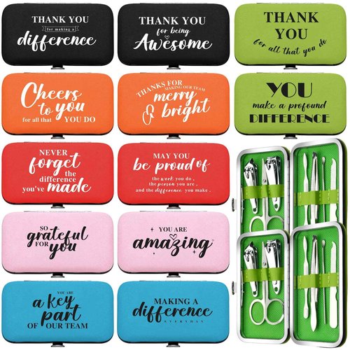 Gisafai 12 Set Employee Appreciation Inspirational Gift Set for Women Thank You Inspirational Manicure Nail Clipper Bulk for Employees Teachers Office Coworkers Nurse
