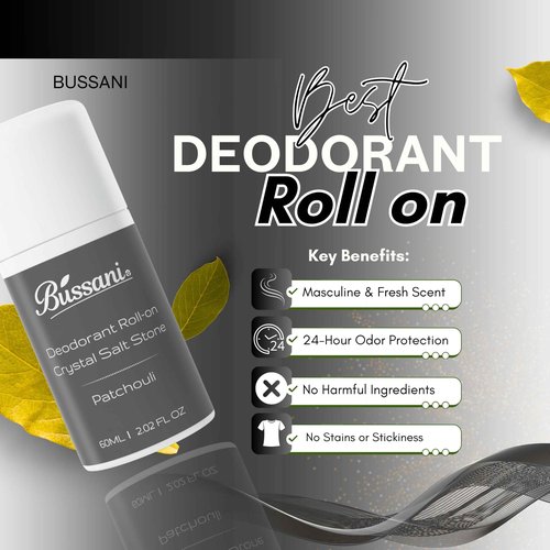 Bussani Crystal (Alum) Salt Stone Deodorant Men | 2.02 Fl Oz | Aluminum Free | No Stains | Dries Quickly | Non-Irritating | Desodorante para Hombre | Made in Israel | 3-Pack