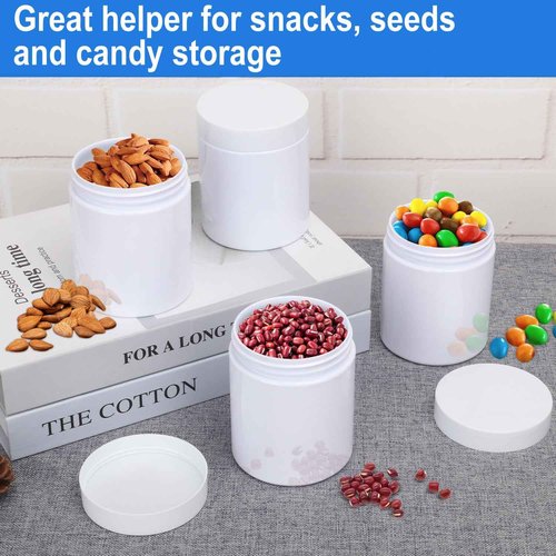 47Packs 8 oz Plastic White Jars with Lids, White Cosmetic jars with Wide-Mouth for beads, rhinestones, sequins Cosmetics, Lotion, Cream, Ointments and More by KUKLIPJIM.